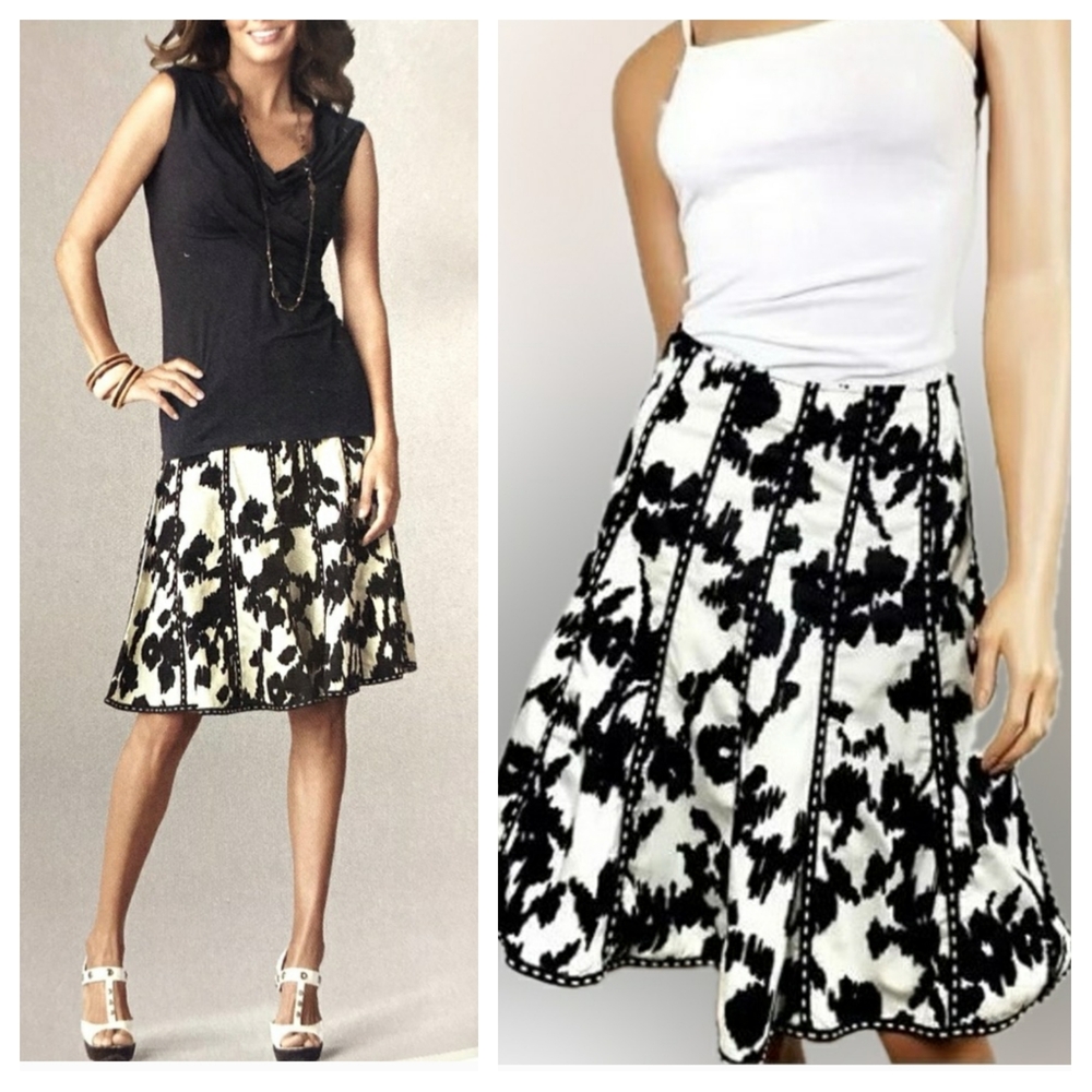 CAbi Dashing Skirt Black White Floral #937 | SIZE 4 - Picture 4 of 11